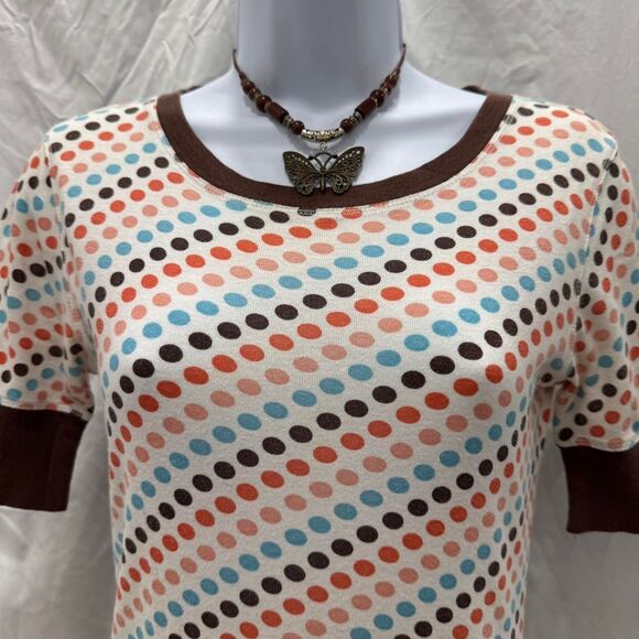 Y2K FANG Polka Dot Ringer Tee S Coquette Indie Sleaze Core Retro - Picture 3 of 8